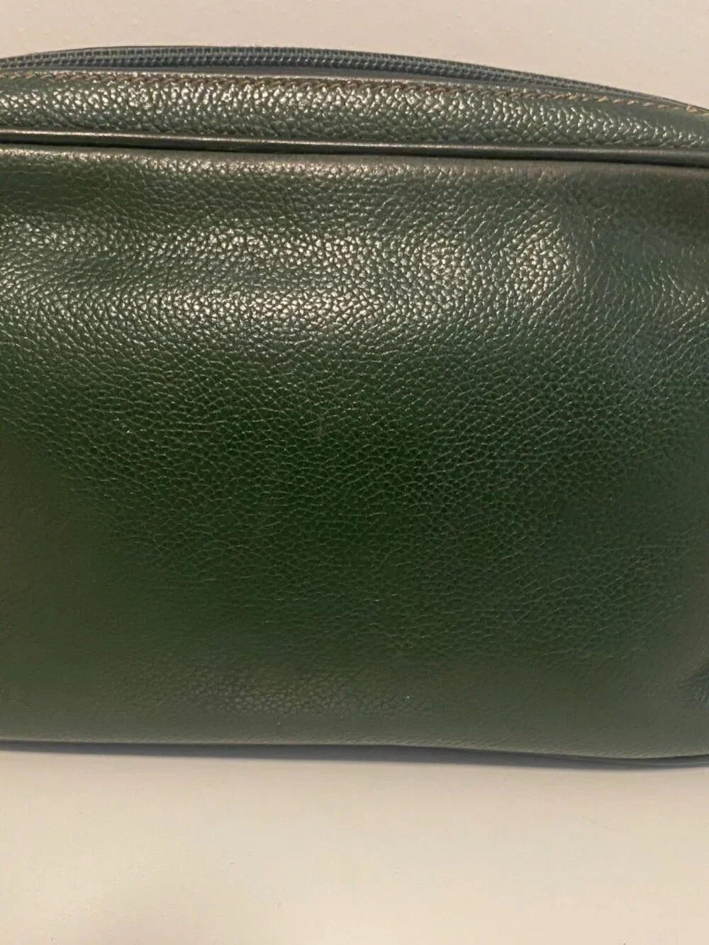 Dunhill Green Leather Clutch Bag Vintage Zip Top Organizer Travel Pouch/Wrislet - Picture 12 of 16